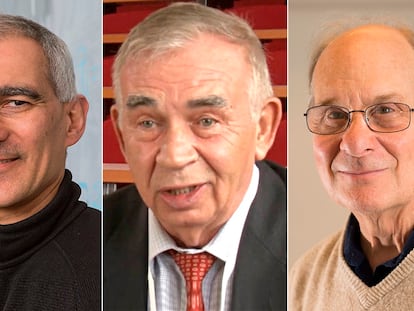 Los investigadores Moungi Bawendi, Alexei Ekimov y Louis Brus, ganadores del Nobel de Química de 2023.