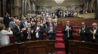 Pleno del Parlament de Catalu&ntilde;a tras la aprobaci&oacute;n de la ley de transitoriedad pol&iacute;tica.