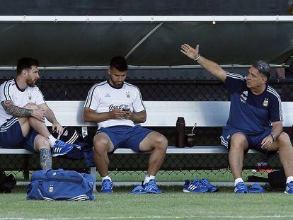 Messi, Agüero y Martino.