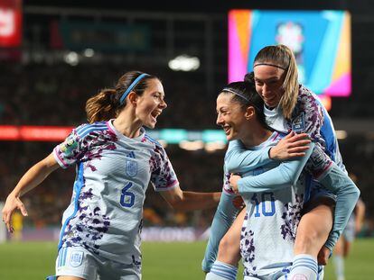 Jennifer Hermoso celebra su gol ante Suiza en los octavos de final del Mundial femenino, el pasado sábado.