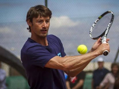 Juan Carlos Ferrero, durante una exhibición en Villena.