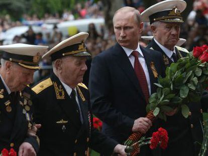 El presidente ruso, Vlad&iacute;mir Putin, durante la conmemoraci&oacute;n del D&iacute;a de la Victoria en Sebastopol. 
