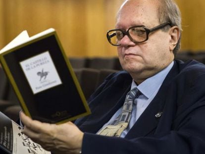 Pere Gimferrer durante la presentaci&oacute;n en Madrid de sus libros &#039;El castillo de la pureza&#039; y &#039;Per riguardo&#039;.