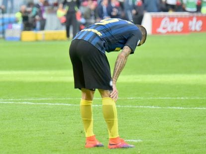 La frustraci&oacute;n de Icardi al malograr un penalti el pasado domingo.