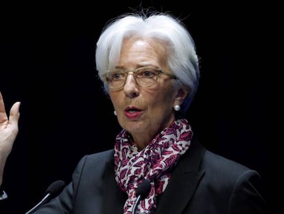 La directora-gerente del Fondo Monetario Internacional, Christine Lagarde, durante una comparecencia en Par&iacute;s. 