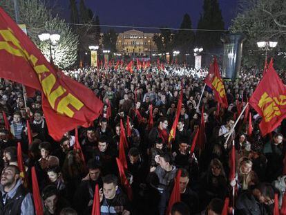 Manifestaci&oacute;n contra las medidas de austeridad impuestas por el Gobierno en Atenas.