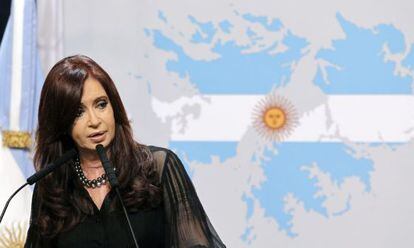 La presidenta de Argentina, Cristina Fern&aacute;ndez, durante el acto del martes en la Casa Rosada.