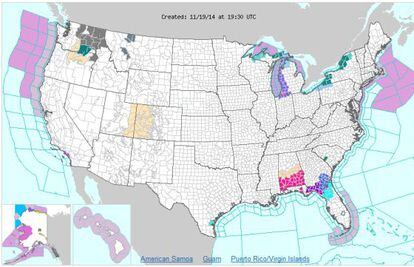 Mapa del Servicio Meteorológico Nacional de EE UU.
