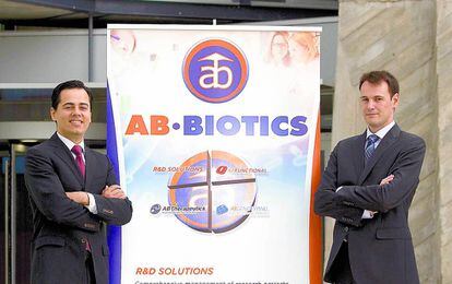 Los dos socios fundadores de AB-Biotics, Miguel Ángel Bonachera y Sergi Audivert, en una imagen de archivo.