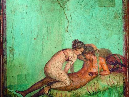 Escena de sexo en un fresco de la Casa del Centenario, en Pompeya.