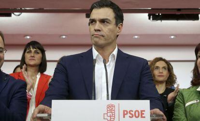 Pedro Sánchez tras conocer los resultados de las elecciones.