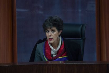 La magistrada Janine Otálora durante una sesión del Tribunal Electoral del Poder Judicial de la Federación, en 2021.