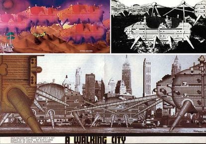 Dibujo de Walking City, uno de los proyectos futuristas de Archigram.