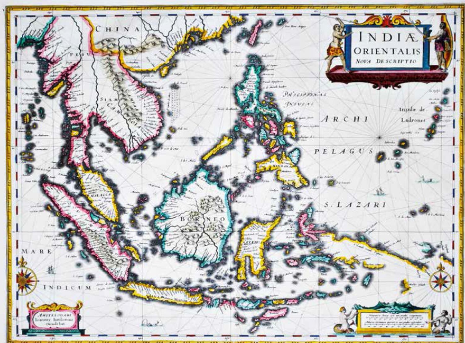 Mapa holandés de Johannes Janssonius. 'Indiae Orientalis Nova descriptio'.