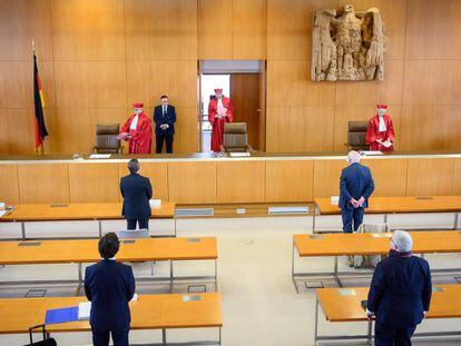 Tribunal Constitucional alemán, en Karlsruhe, el 5 de mayo, durante el pronunciamiento sobre la compra de bonos del BCE.