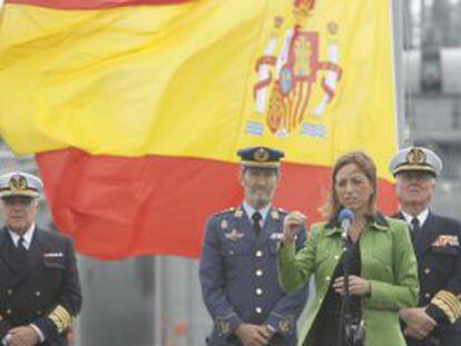 Carme Chacón, esta mañana en Rota.