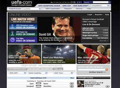 Desde <i>video.uefa.com</i>, los internautas pueden ver partidos en directo o acceder a contenidos en diferido de pago.