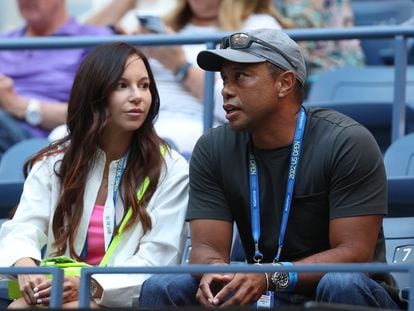 Erica Herman y Tiger Woods el tercer día del US Open 2022 en el USTA Billie Jean King National Tennis Center, el 31 de agosto de 2022, en Queens (Nueva York).