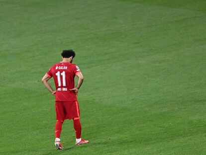 Salah, del Liverpool, al final del partido.