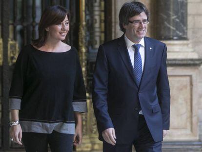 Carles Puigdemont y Francina Armengol, este jueves en el Palau de la Generalitat. 