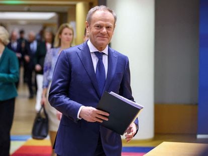 El primer ministro polaco, Donald Tusk, en la cumbre europea en Bruselas, el 22 de marzo.