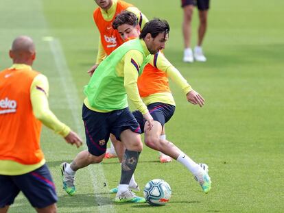 Messi, durante un entrenamiento del Barcelona en la última semana.