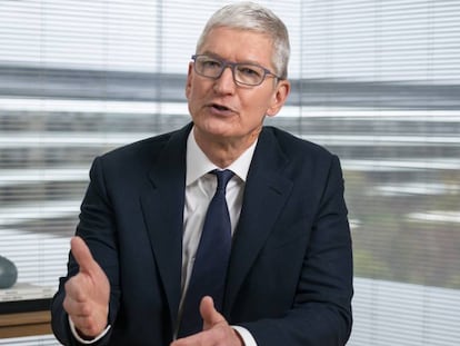 Tim Cook, CEO de Apple, durante su participación en la Conferencia sobre Privacidad.