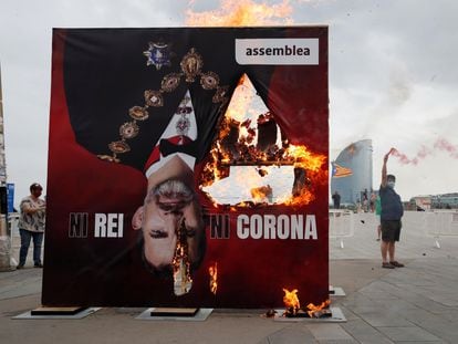 La última acción de la ANC fue la semana pasada en Barcelona, donde se quemaron carteles con la imagen de Felipe VI