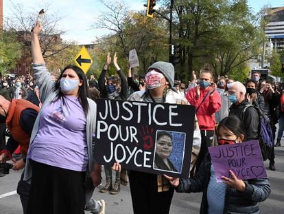 Manifestación celebrada el 3 de octubre pasado en el centro de Montreal para repudiar la muerte de Joyce Echaquan,