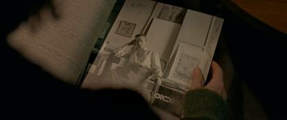 Kristen Stewart consults a catalog about Hilma af Klint in the film 'Personal Shopper' (2017), by Olivier Assayas.