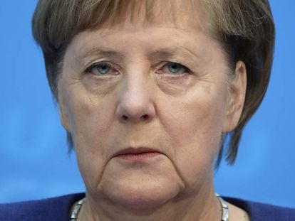 Angela Merkel, este lunes en Berlín.