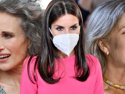 Andie MacDowell, la reina Letizia y Carolina de Mónaco presumiendo de canas este 2021.