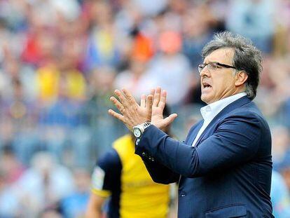Gerardo Martino, en su último partido de Liga con el Barcelona en el Camp Nou.