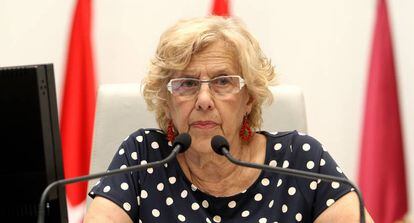 Manuela Carmena en el pleno del Ayuntamiento de Madrid.