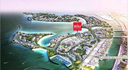 Maqueta de las futuras Deira Islands, que acoger&aacute;n el hotel de Riu en Dubai.