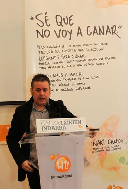 El presidente de Hamaikabat, Iñaki Galdos, se presenta como candidato a la alcaldía de San Sebastián.