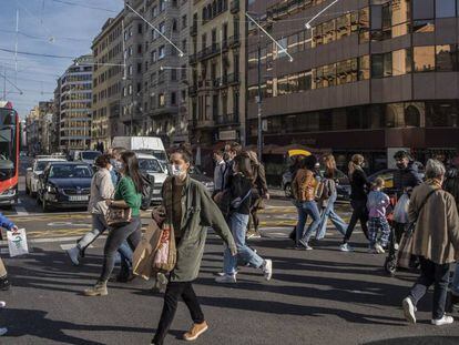 Paso de peatones en Barcelona. 