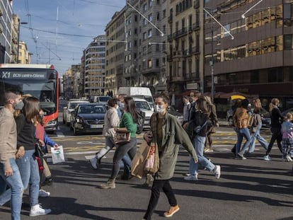 Paso de peatones en Barcelona. 