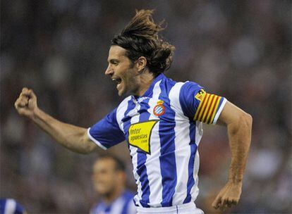 Jarque celebra la consecución de un gol en mayo pasado frente al Atlético.
