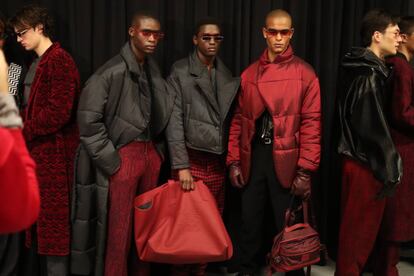 El 'backstage' de Emporio Armani.