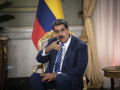 El presidente Nicolás Maduro en una conferencia en el Palacio de Miraflores el 16 de agosto de 2023.