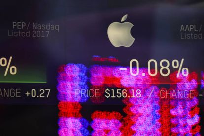 La cotización de Apple, en una pantalla en Nueva York.