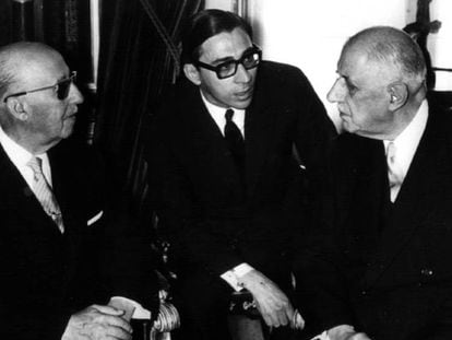 Francisco Franco, Máximo Cajal y Charles de Gaulle, en su encuentro en junio de 1970.