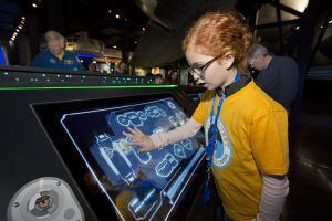 Una de las atracciones interactivas del Kennedy Space Center.