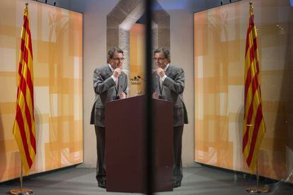 Artur Mas, el martes durante la presentaci&oacute;n de su plan de legislatura en el Palau de la Generalitat.