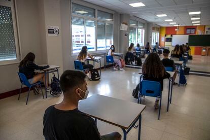 Alumnos de segundo de Bachillerato en un colegio de Madrid.
