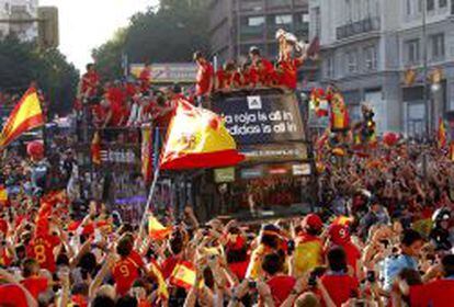 Celebraci&oacute;n por las calles de Madrid del triunfo de la Eurocopa de 2012