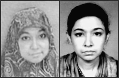 Foto Aafia Siddiqui dirilis oleh FBI pada tahun 2003. 