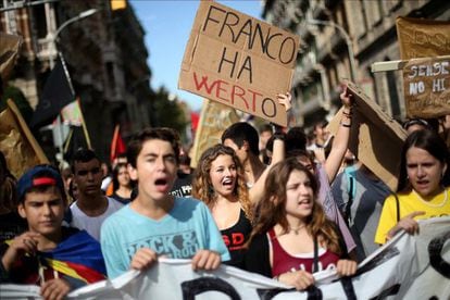 Manifestación de estudiantes en Barcelona.