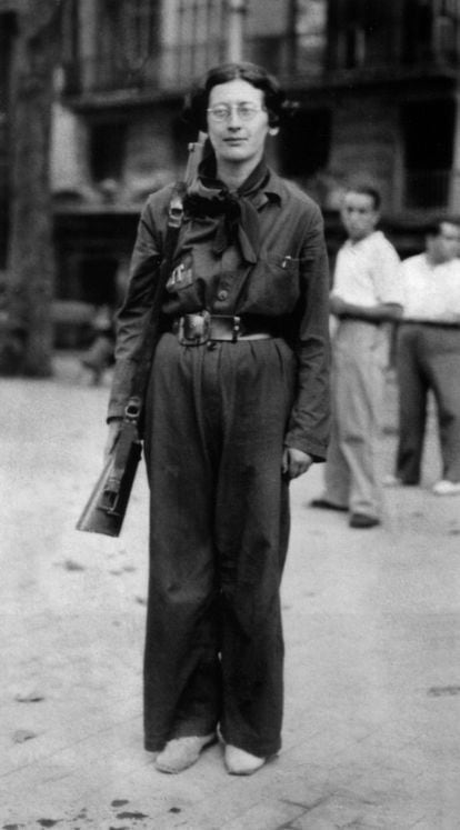 Simone Weil durante la Guerra Civil española, en 1936.